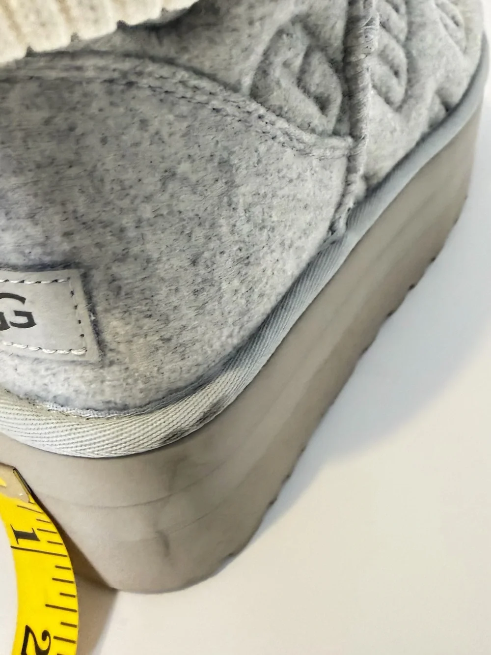 UGG Gray Quilted Boot with Cream Fold-Over Cuff